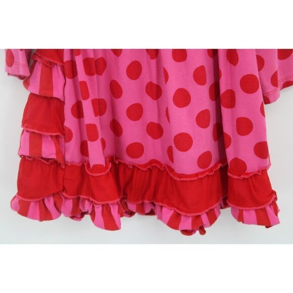 Mustard Pie Red And Pink Polka Dot Ruffle Dress Size 2t - Picture 4 of 7